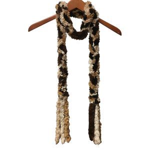 Thin Long Genuine Fur Leather Suede Super Soft Scarf Fringe Chinchilla Alpaca